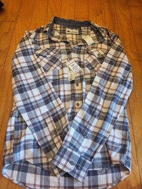 Men’s Blue and Brown Plaid Flannel Shirt